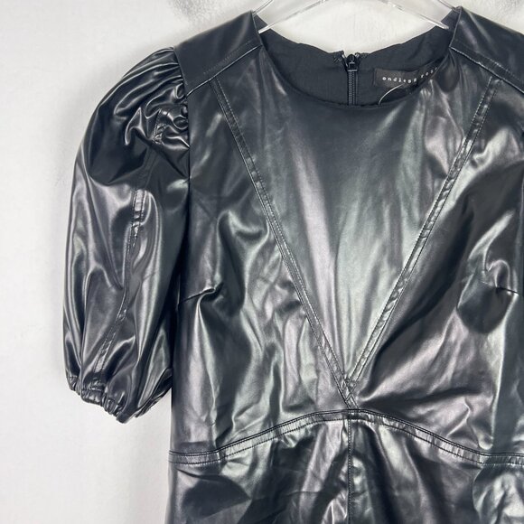 NWT Endless Rose PU Puff Sleeve Mini Dress Faux Leather Black Size XS NEW - Picture 3 of 14